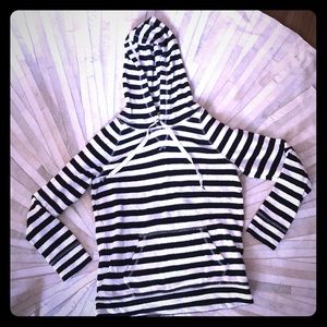 JCrew black and white striped hoodie size Medium